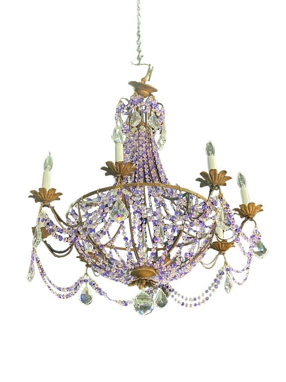 Appraisal: Contemporary Crystal Chandelier Contemporary Crystal Chandelier Clear and Purple Crystal