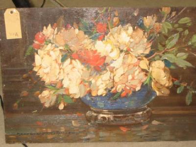 Appraisal: KERSHAW SCHOFIELD Still Life with Flowers in a Vase signed