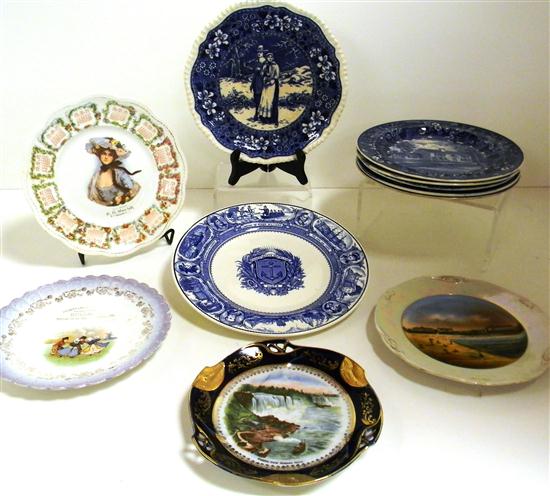 Appraisal: Eleven advertising and souvenir plates some blue transfer and four