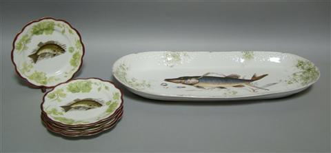 Appraisal: AUSTRIAN PORCELAIN FISH SET Marked Austria and with blue shield