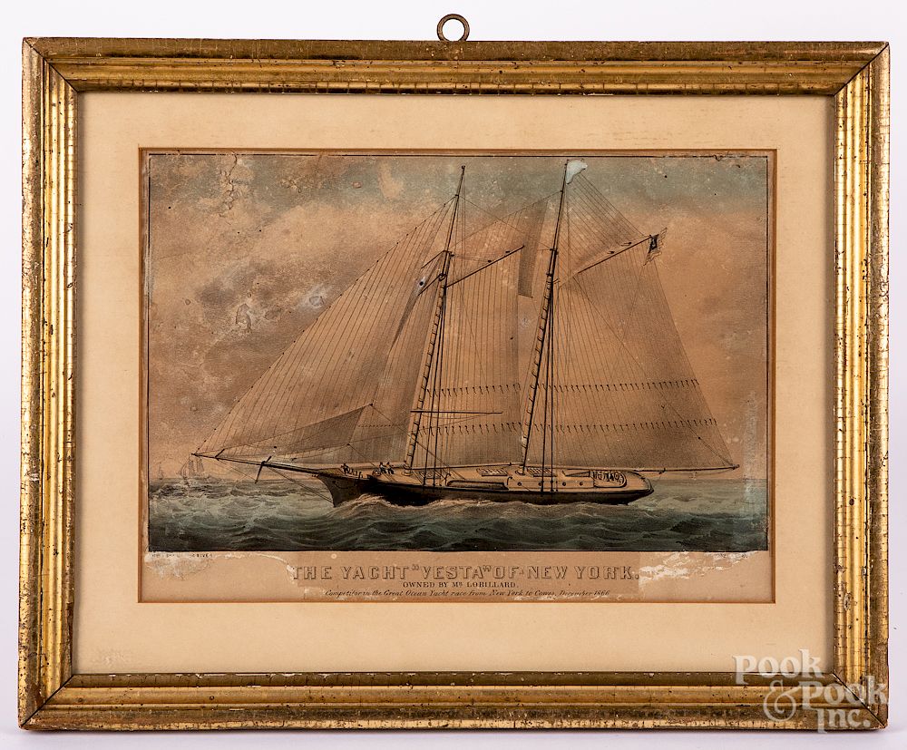 Appraisal: Two Currier Ives Ocean Yacht Race lithographs Exclusive on Bidsquare