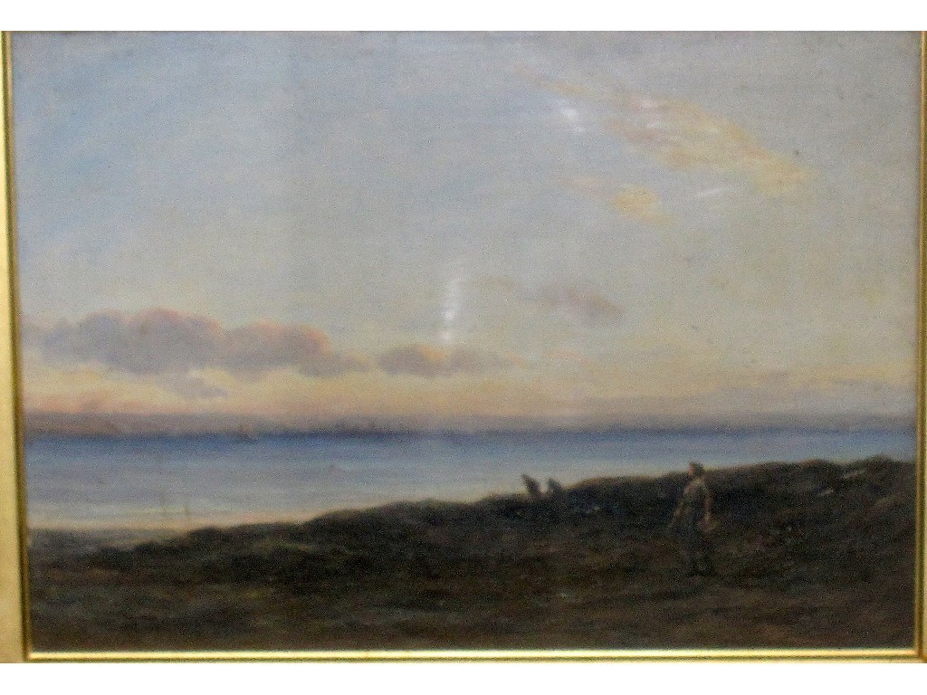 Appraisal: Oil on canvas coastal scene with figures unsigned