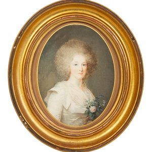 Appraisal: A Watercolor Portrait of Marie Antoinette Late th Early th