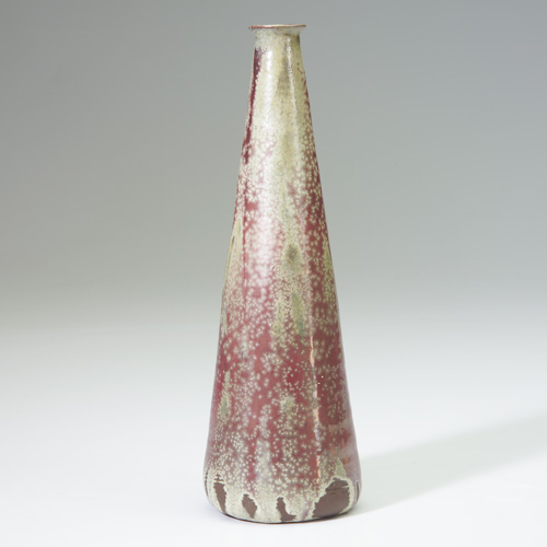 Appraisal: BEATRICE WOOD Tapering vase covered in oxblood and celadon crystalline