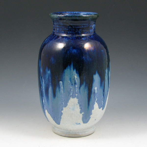 Appraisal: Fulper vase in attractive gloss blue drip over white matte