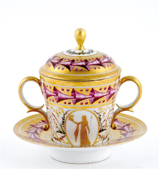 Appraisal: Sevres porcelain covered cup on stand late th century gilt