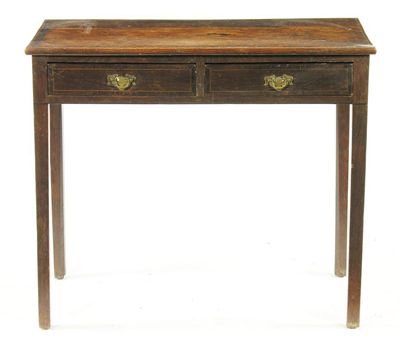 Appraisal: An oak side table with mahogany banding and stringing having