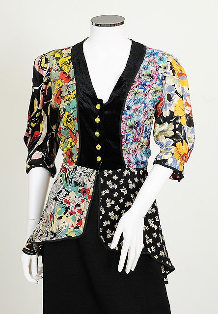 Appraisal: A s patchwork blouse different patterned materials with black velvet