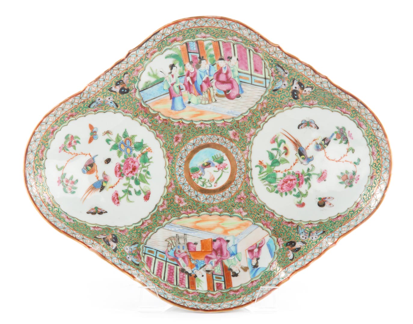 Appraisal: Chinese Export Rose Medallion porcelain plateau circa unusual cross hatch