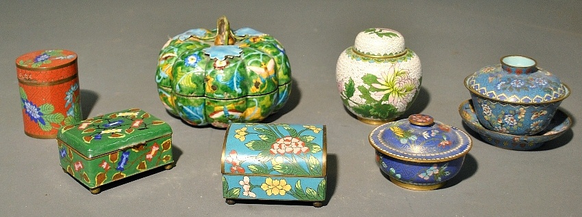 Appraisal: - Seven pieces of late th c cloisonne to incl