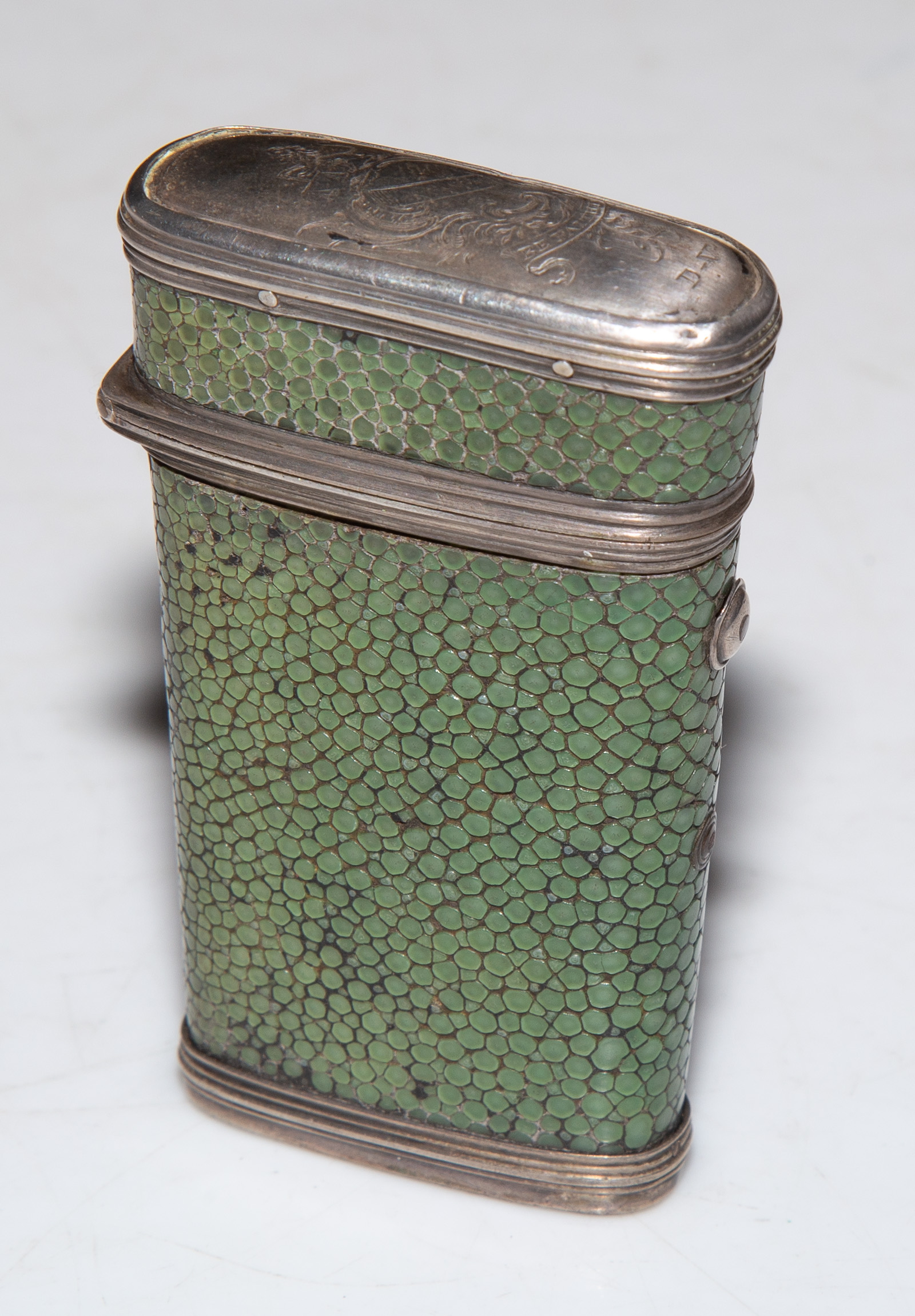 Appraisal: SILVER-MOUNTED SHAGREEN-CASED LANCET With six blades the cover with chased