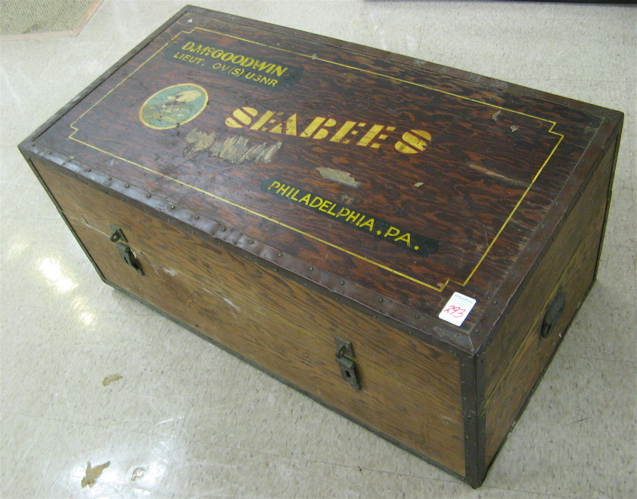 Appraisal: NAVY SEABEES FOOTLOCKER WITH CONTENTS labeled D McGOODWIN LIEUT O-V