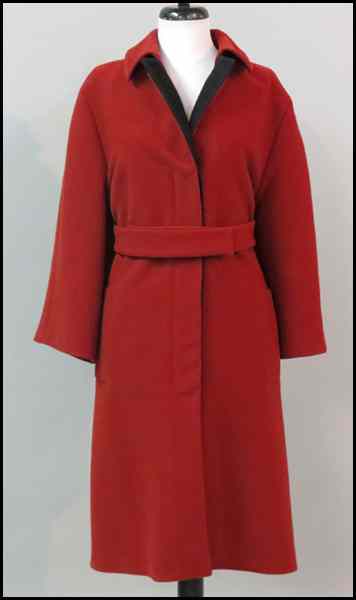 Appraisal: NARCISO RODRIGUEZ WOOL BLEND COAT With self belt Condition No