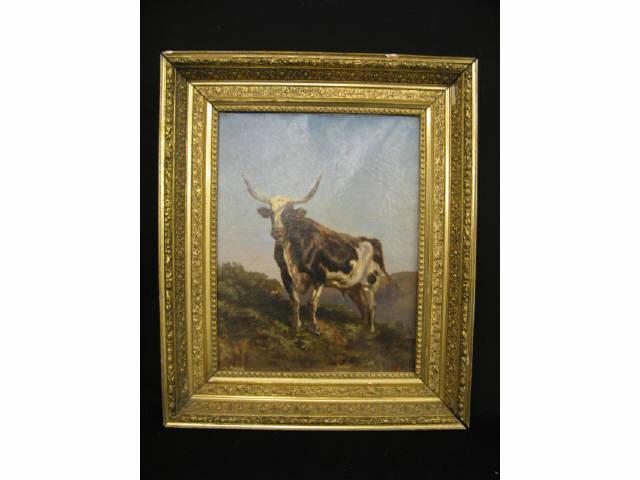 Appraisal: Viictorian Oil on a Scottish Bull on canvas image area