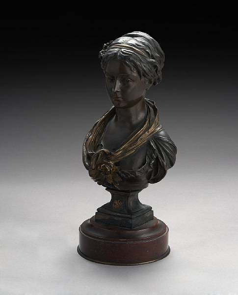 Appraisal: A French patinated and parcel gilt bronze bust of a