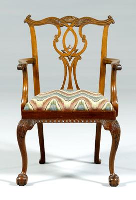 Appraisal: Chippendale style open armchair mahogany with acanthus carved knees and