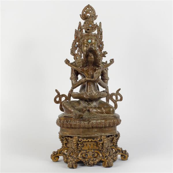 Appraisal: Chinese Buddhist bronze figural group of Kuan Yin with a