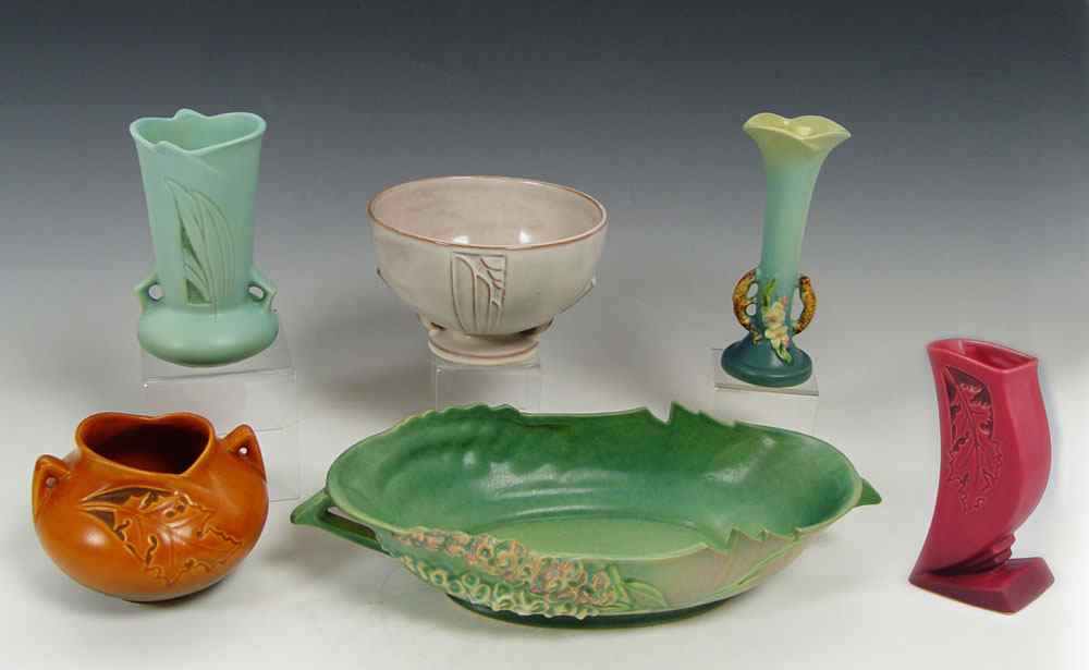 Appraisal: ROSEVILLE POTTERY GROUP pieces to include Silhouette - white ''