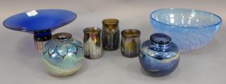 Appraisal: Seven art glass pieces to include art glass compote with