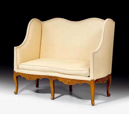 Appraisal: SMALL WING BACK CANAP R gence Paris circa Finely carved