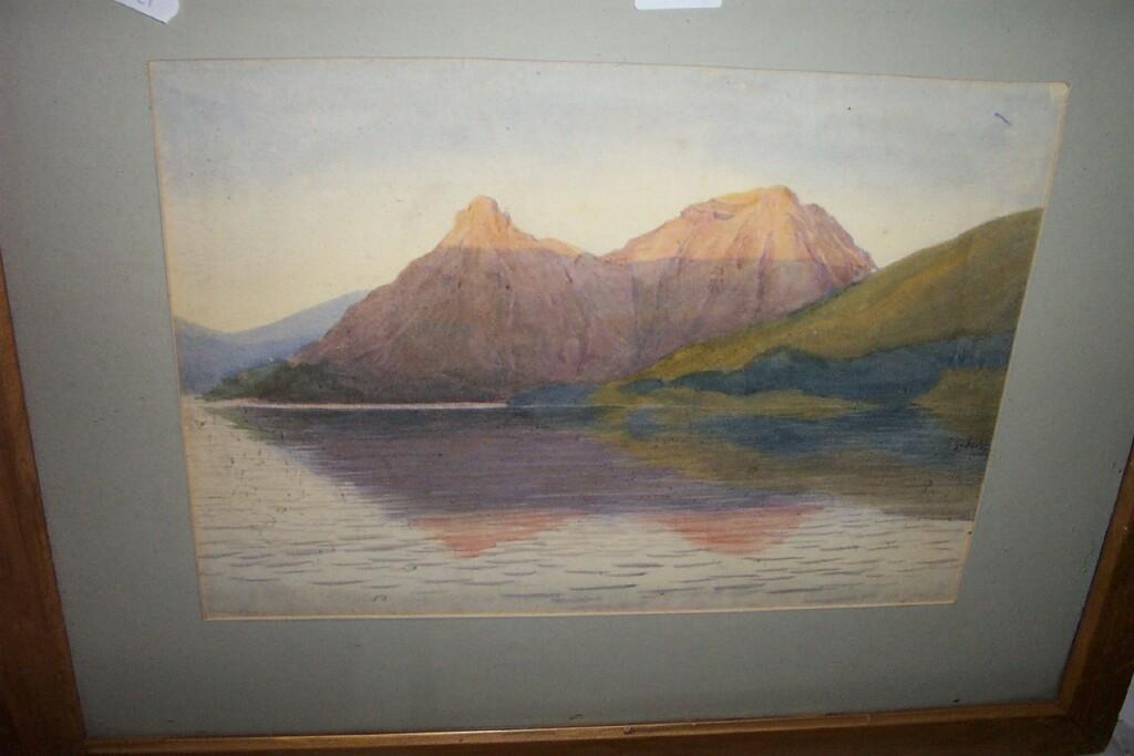 Appraisal: A th century watercolour of a mountainous lake scene together