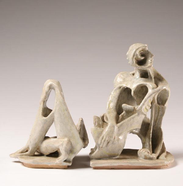 Appraisal: Robert Lohman American - two piece surrealist ceramic sculpture of