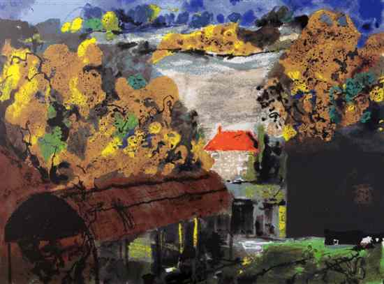 Appraisal: John Piper - artist proof print Barns in a landscape