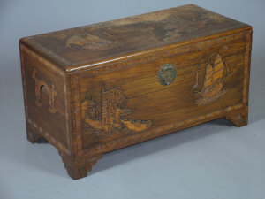 Appraisal: A Chinese camphor wood chest early th century with low