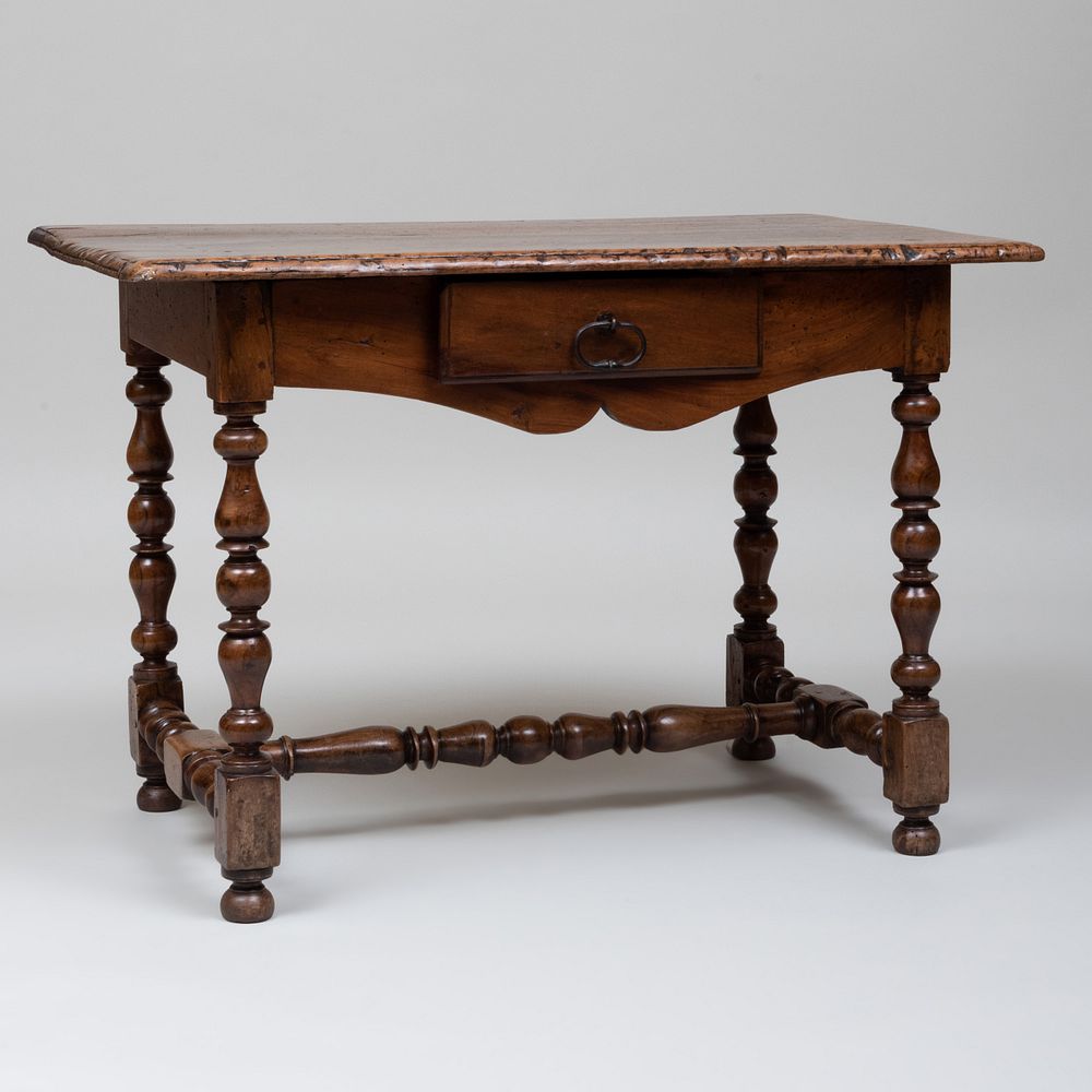 Appraisal: Louis XIV Provincial Fruitwood Side Table Fitted with one drawer