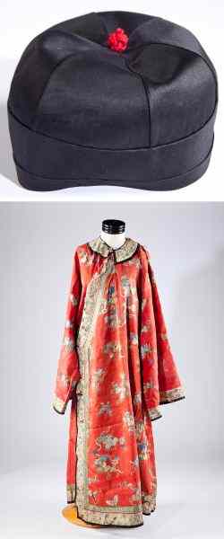 Appraisal: Antique Chinese Robe with Cap th century or earlier of