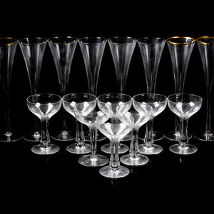 Appraisal: A Collection of Glass Stemware comprising eight hollow-stemmed coupe glasses