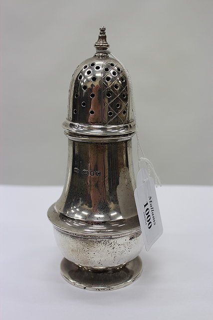 Appraisal: A SILVER CASTOR of baluster form cm high