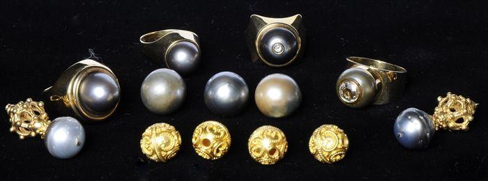 Appraisal: Assorted Pearl Rings Earrings and Pendants Together with loose pearls