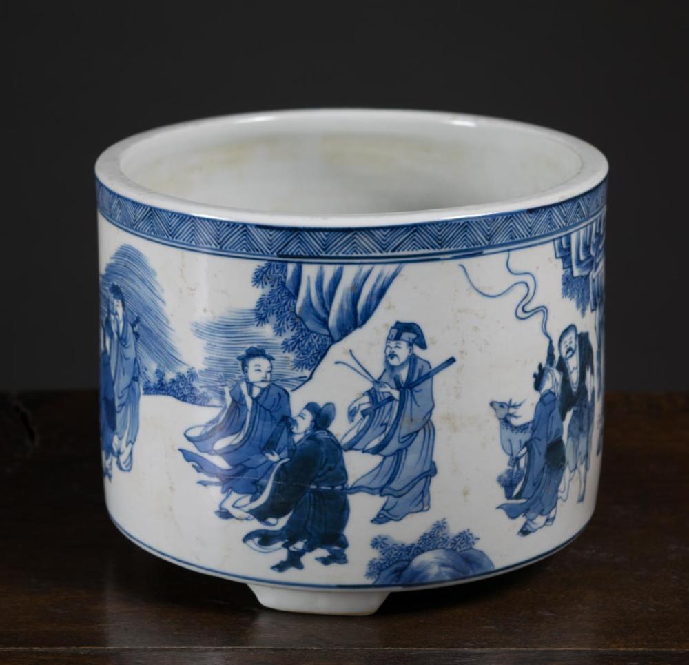 Appraisal: CHINESE BLUE AND WHITE PORCELAIN JARDINIERE hand painted blue underglaze