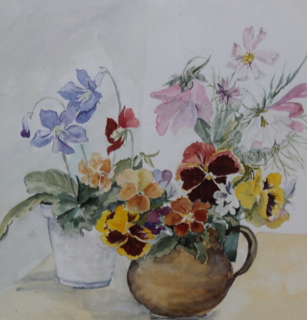 Appraisal: Beryl Allen thC Still life pansies and other summer flowers