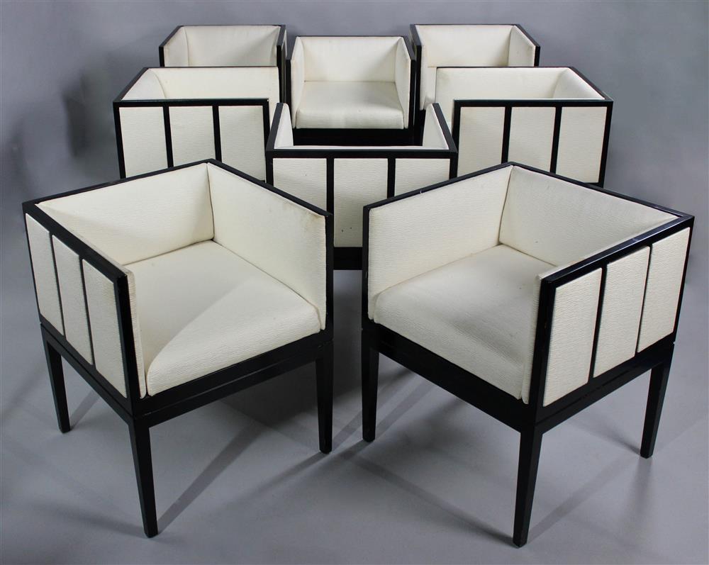 Appraisal: JUAN MONTOYA SET OF EIGHT CUSTOM CUBE DINING CHAIRS UPHOLSTERED