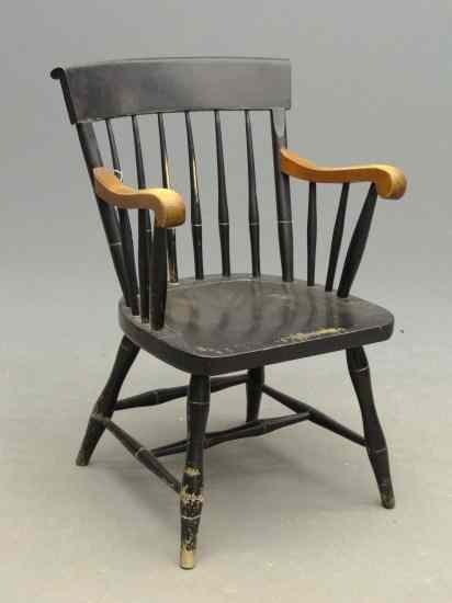 Appraisal: Hitchcock type armchair in black paint '' Seat Ht ''