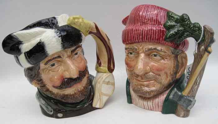 Appraisal: TWO LARGE ROYAL DOULTON PORCELAIN TOBY JUGS ''The Trapper ''