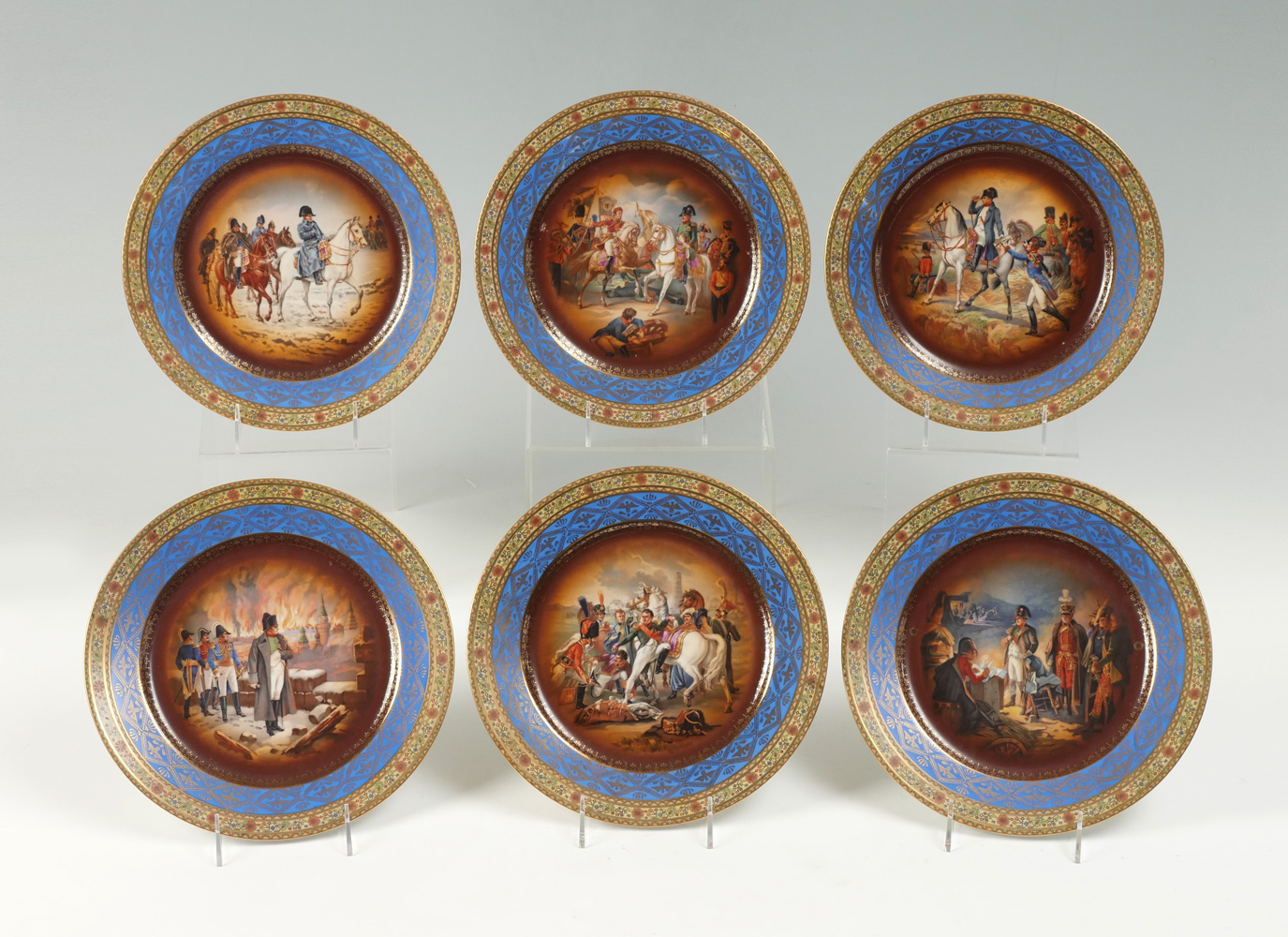 Appraisal: PC CZECH CARLSBAD PORCELAIN NAPOLEONIC PLATES Carlsbad fine porcelain Napoleonic