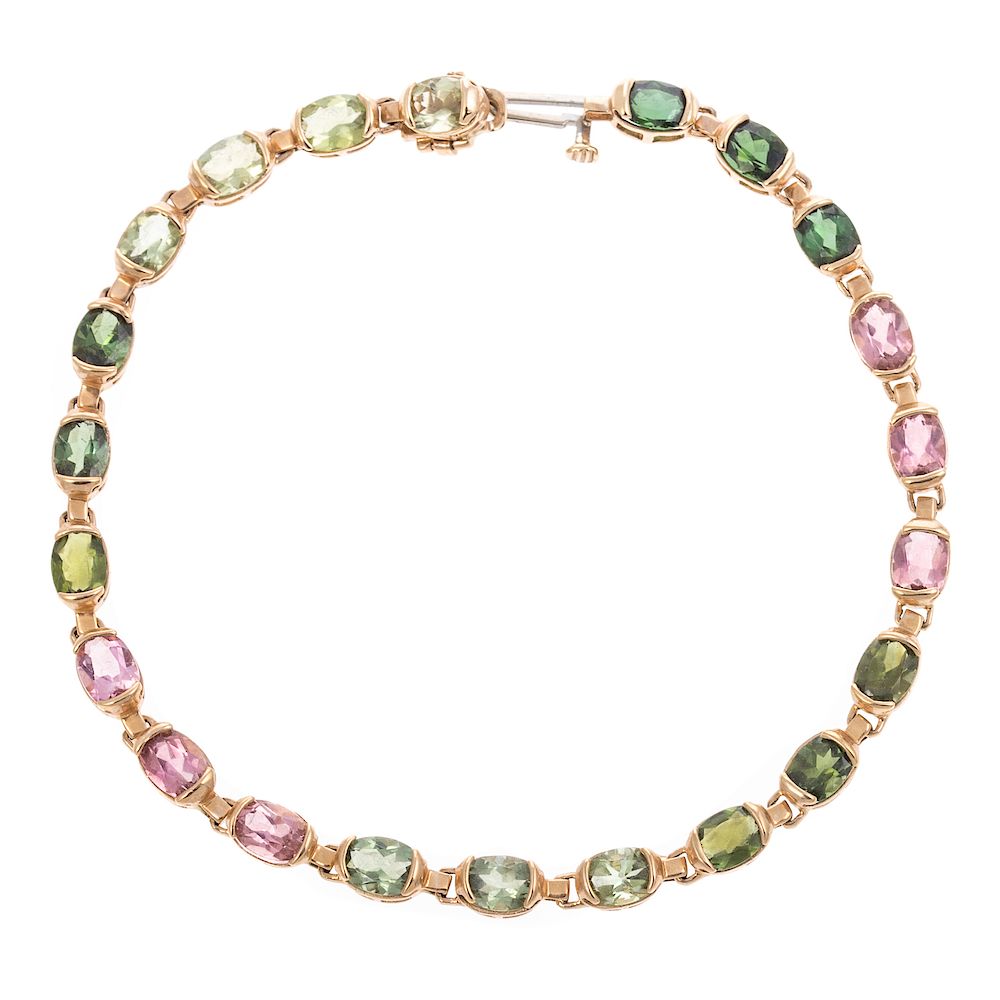 Appraisal: A Ladies Pink and Green Tourmaline Bracelet in K K