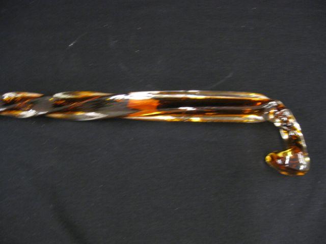 Appraisal: Victorian Art Glass Cane golden amber interior swirl design long