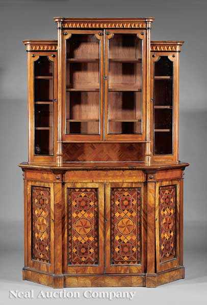 Appraisal: An Antique English Parquetry and Ebonized Walnut Sideboard c a