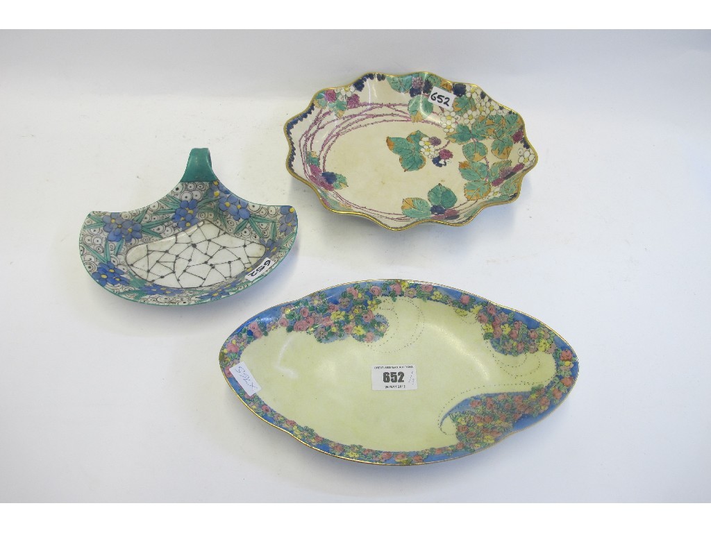 Appraisal: Three lady artist painted dishes including Helen Paxton Brown