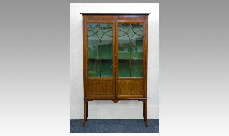 Appraisal: Early Twentieth Century Mahogany Display Cabinet With String Inlay With