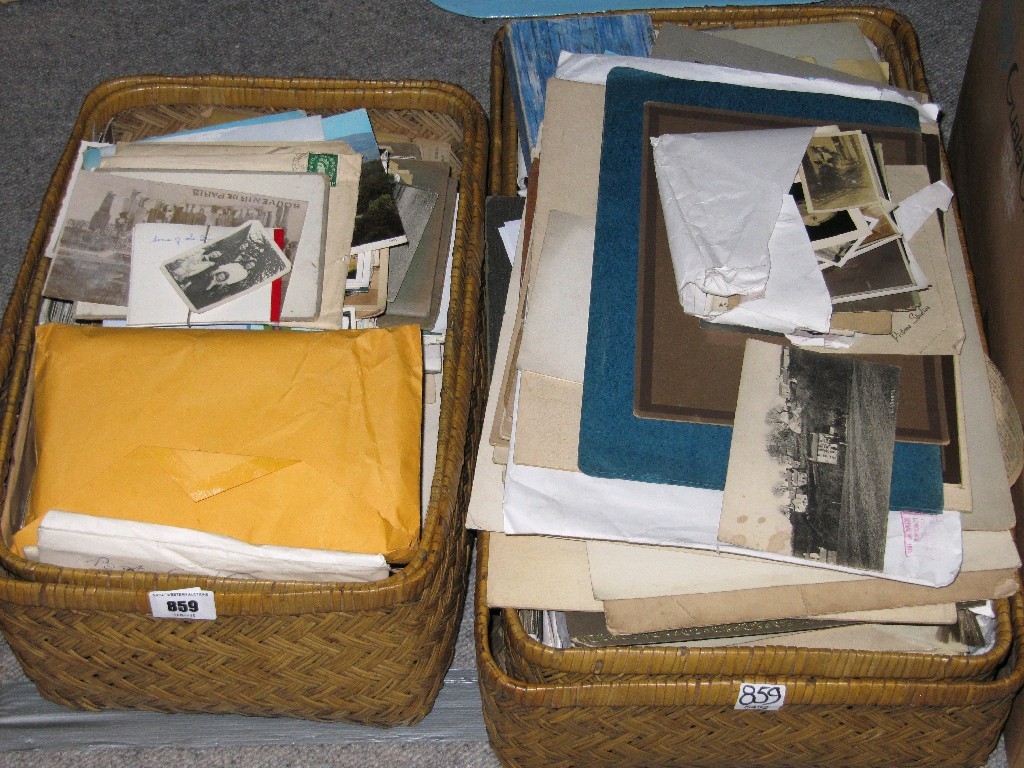 Appraisal: Lot comprising two boxes of photographs postcards etc