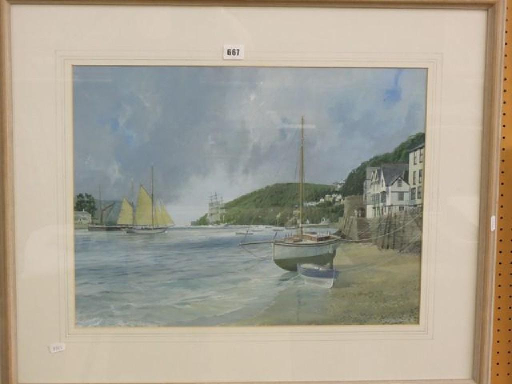 Appraisal: An acrylic painting by Alan John Stewart showing the departure