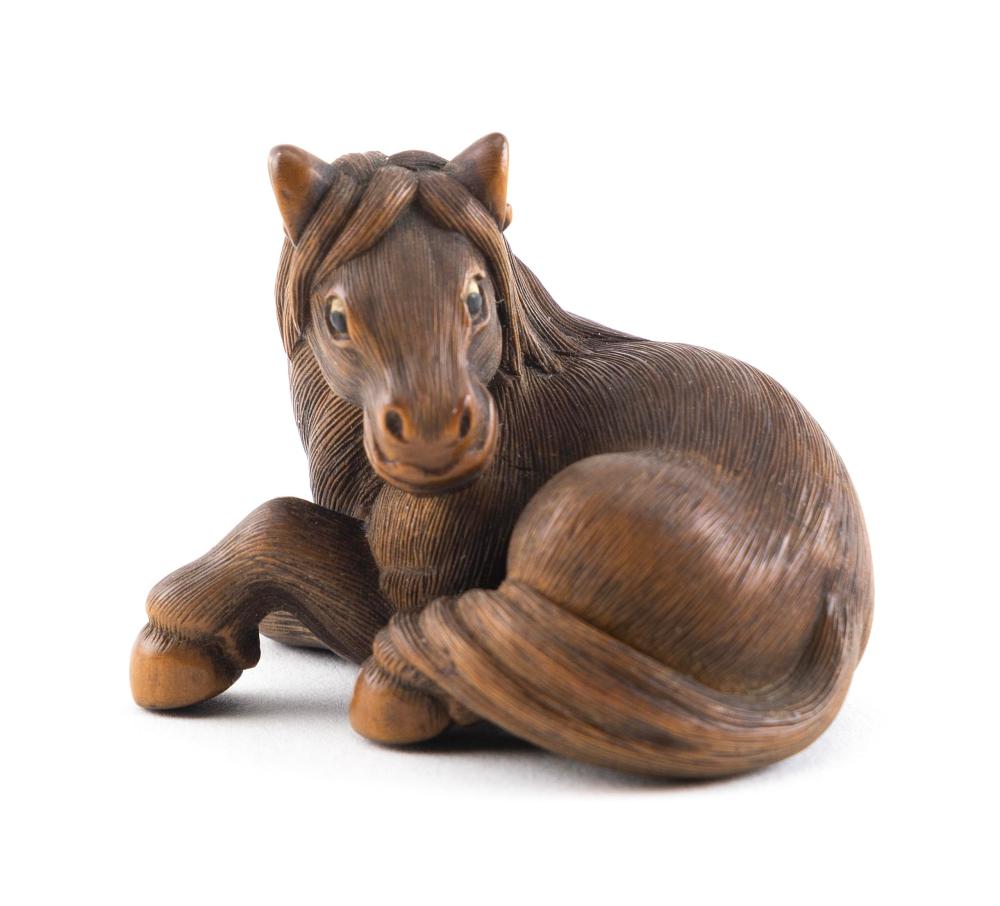 Appraisal: JAPANESE CARVED WOOD NETSUKE ATTRIBUTED TO SHINZAN MASANAO TH CENTURY