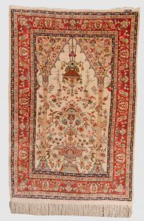 Appraisal: Silk Prayer Rug signed ca Silk Prayer Rug signed ca