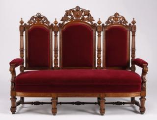 Appraisal: th c pierce carved oak settee Late th century Continental