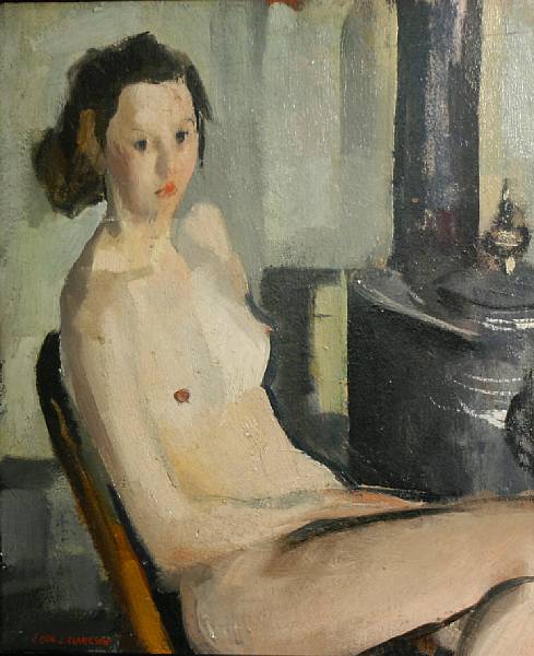 Appraisal: John J Clarkson American th Century Seated Nude signed 'John